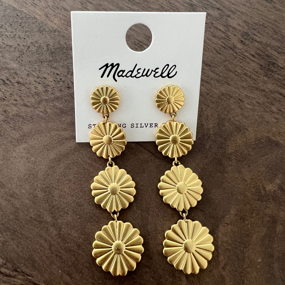 Madewell gold daisy chain drop earrings